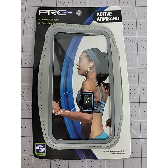 PRO STRENGTH ACTIVE ARMBAND ADJUSTABLE BAND HOLDS PHONE WHILE RUNNING EXERCISING - Picture 1 of 4